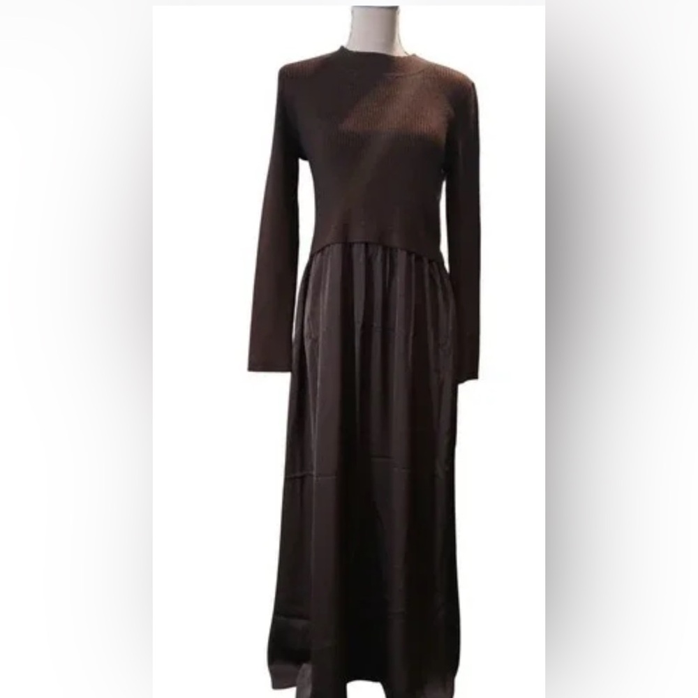 Taylor brand mixed Black Long Sleeve Dress sweater top with black maxi dress.